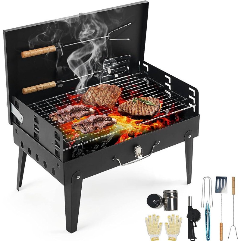 Mini barbecue portable pliant en plein air Charcoall Premium BBQ Grills pour les campeurs en plein air