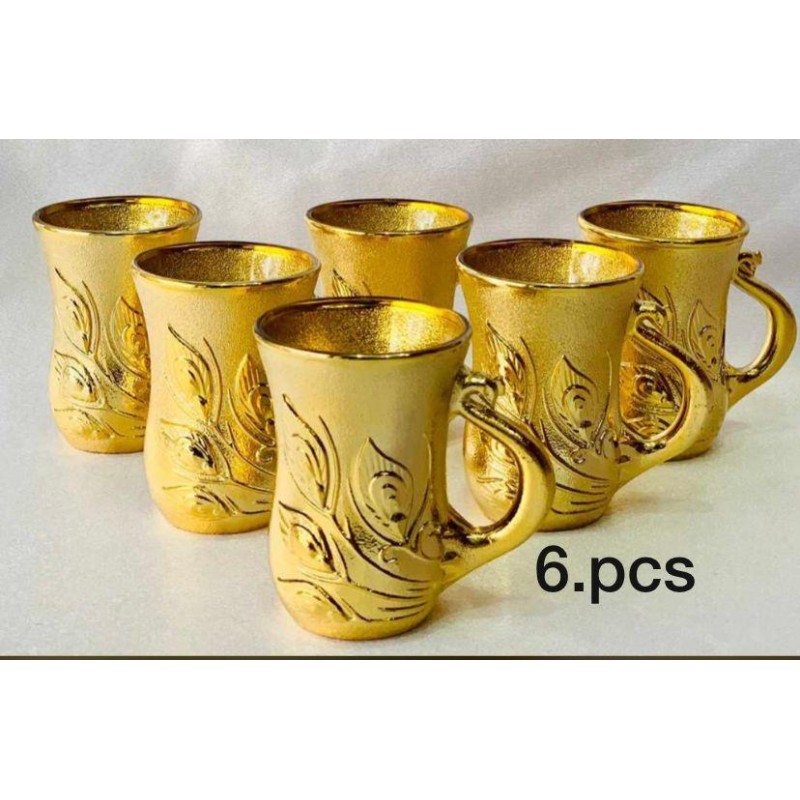 Tasses de thé arabes Set de 6 Golden