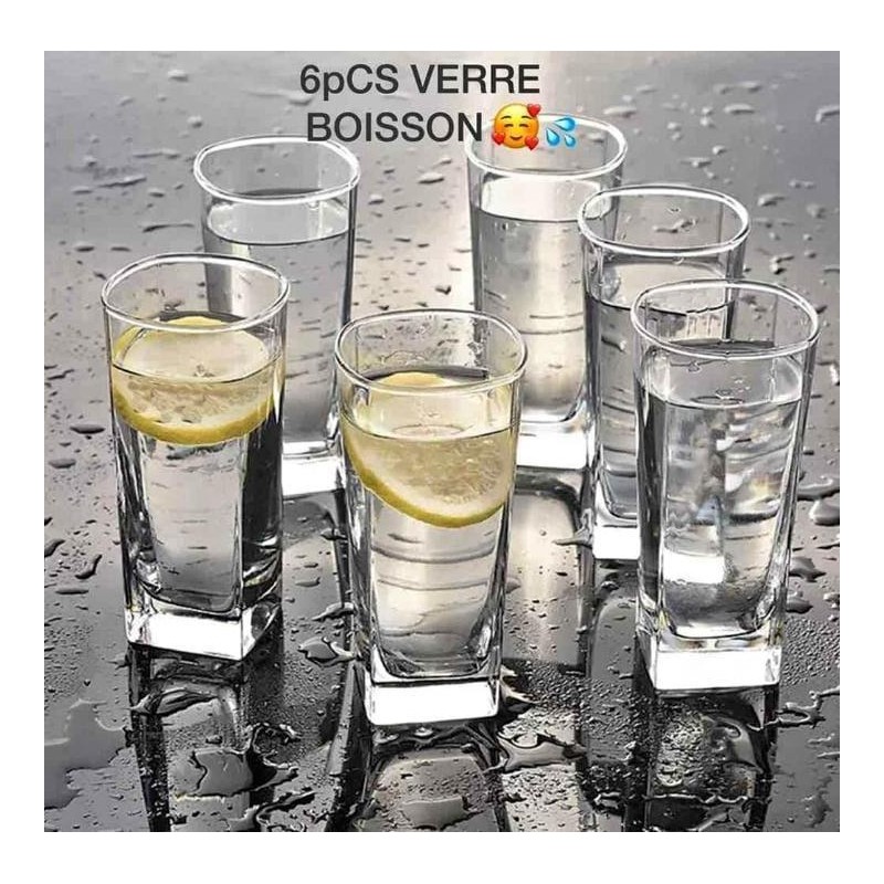 Tasse transparent a boire en verre, 6 pièces