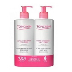 TOPICREM Pack de 2 Laits de Corps topicrem - Lait hydratant - 500ml - Blanc