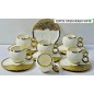 Ensemble sets de 12 pcs en porcelaine, dore blanc