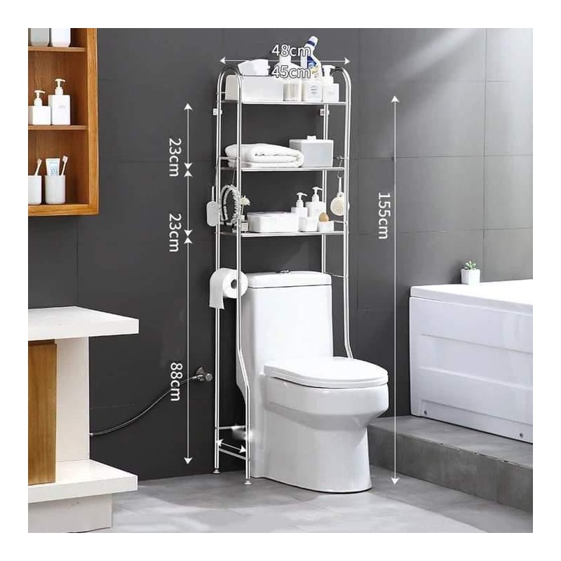 Etagère de Salle de Bain, Meuble de Rangement au-Dessus des Toilettes WC - blanc