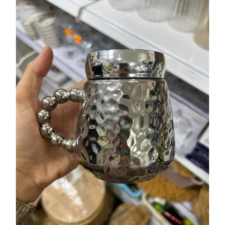 Tasse martelé en acier - doré -argentin