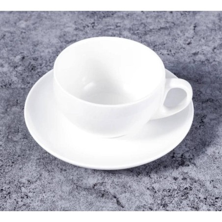 Tasse-sous tasse blanc- porcelaine - vendu par pack de 6