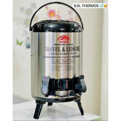 Thermos Isotherme à chaud -9.5 Litres - Inox noirs saine et naturelle.