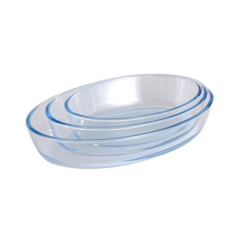 Set de 3 Articles de cuisson en verre trempé ovale