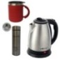 Pack Bouilloire Electrique 2L – 2200w + Thermos Nice Day 0.45L Gris + Tasse Thermos Rouge