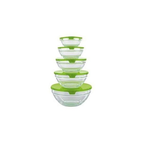 SET DE 5 PETITS BOLS EN VERRE - VERT